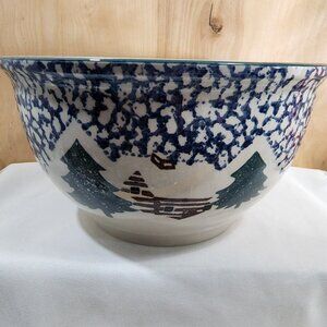Folk Craft Cabin In Snow Mixing Serving Bowl 10.5" oven dishwasher microwave saf
